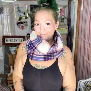 Old Navy Plaid Infinity Scarf - Pink and Blue